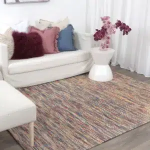 Handcrafted Copacabana Chevron Wool Rug in neutral tones perfect for modern interiors soft durable flatwoven looped construction