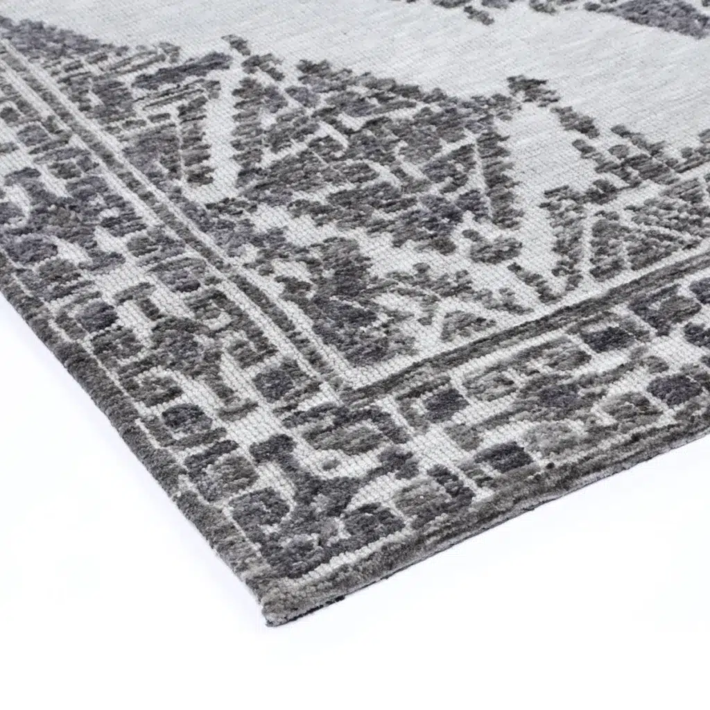 Amritsar Beas grey cotton blend rug soft durable plush geometric modern classic decor