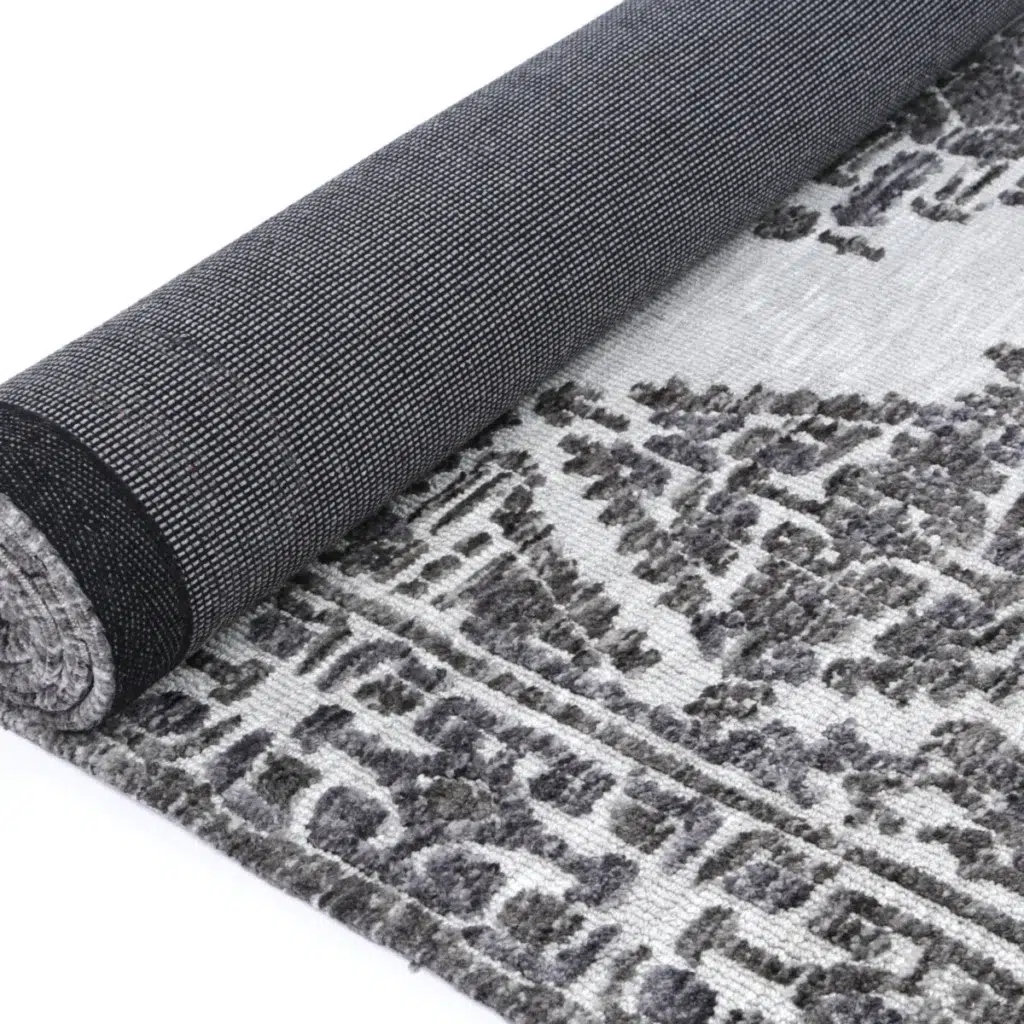 Amritsar Beas grey cotton blend rug soft durable tufted construction geometric accents modern classic decor 9mm pile height exquisite craftsmanship