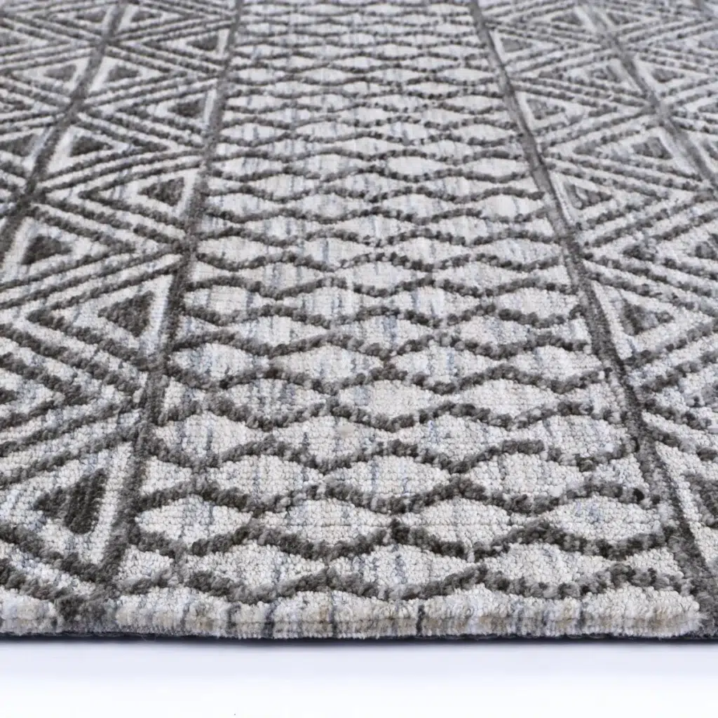 Amritsar Ramdass Charcoal Beige Cotton Blend Rug soft durable high traffic living room bedroom entryway subtle sophisticated design handmade craftsmanship Indian quality timeless elegance