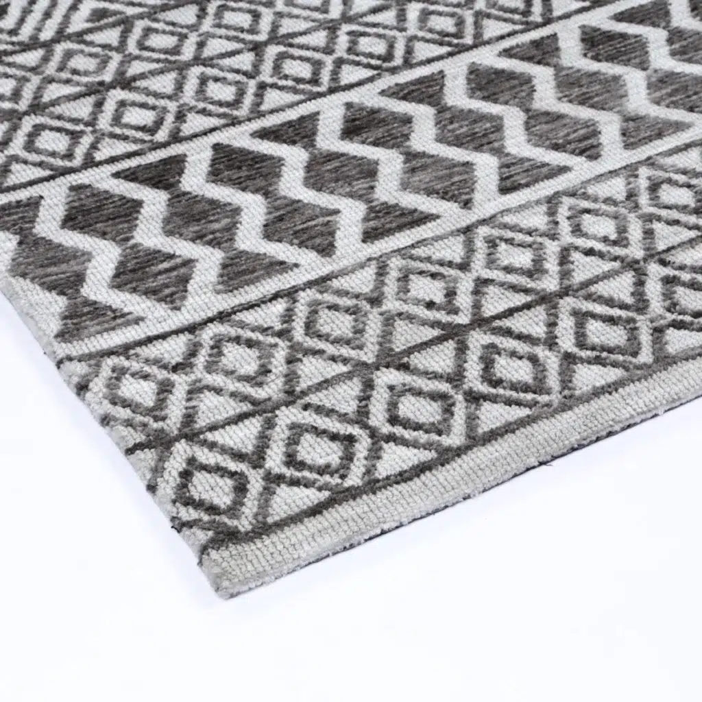 Amritsar Ramdass Charcoal Beige Cotton Blend Rug soft durable plush geometric design hand tufted craftsmanship