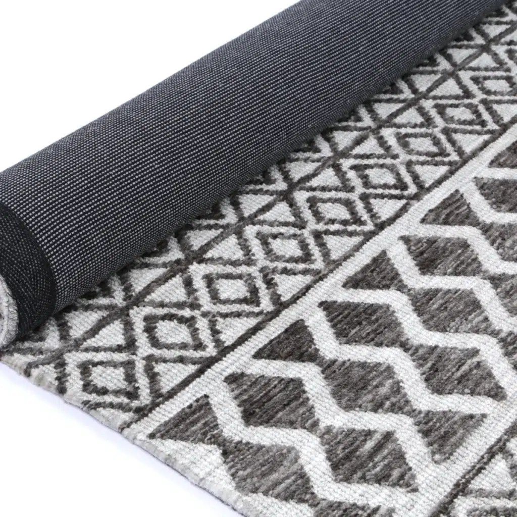 Amritsar Ramdass Charcoal Beige Cotton Blend Rug soft durable high traffic timeless elegance subtle design elevate any space craftsmanship Indian made