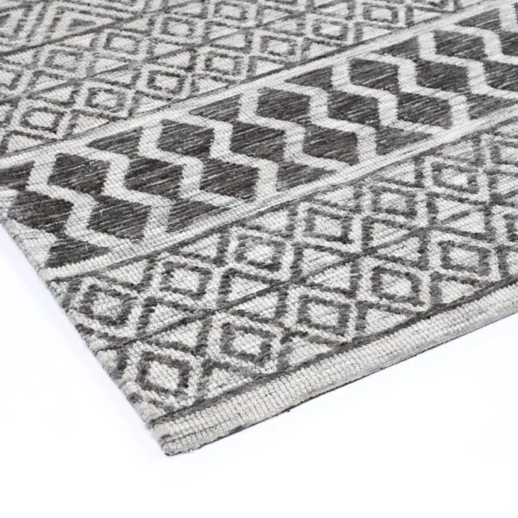Amritsar Ramdass Grey Cotton Blend Rug geometric pattern durable soft texture modern traditional decor hand tufted high quality