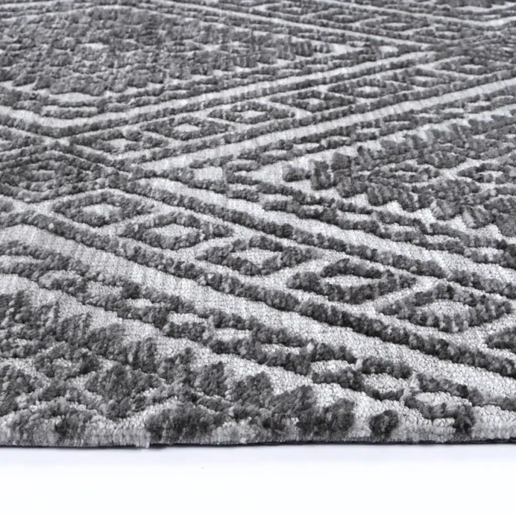 Amritsar Majitha Grey Cotton Blend Rug hand tufted polyester durable backing timeless elegance soft resilient pile comfortable easy maintain high traffic areas