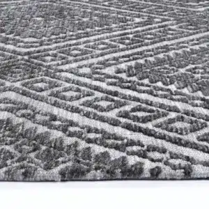 Amritsar Majitha Grey Cotton Blend Rug hand tufted polyester durable backing timeless elegance soft resilient pile comfortable easy maintain high traffic areas