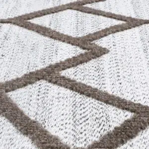 Ares Lelantine geometric cream and brown rug modern design durable polypropylene easy clean living room decor