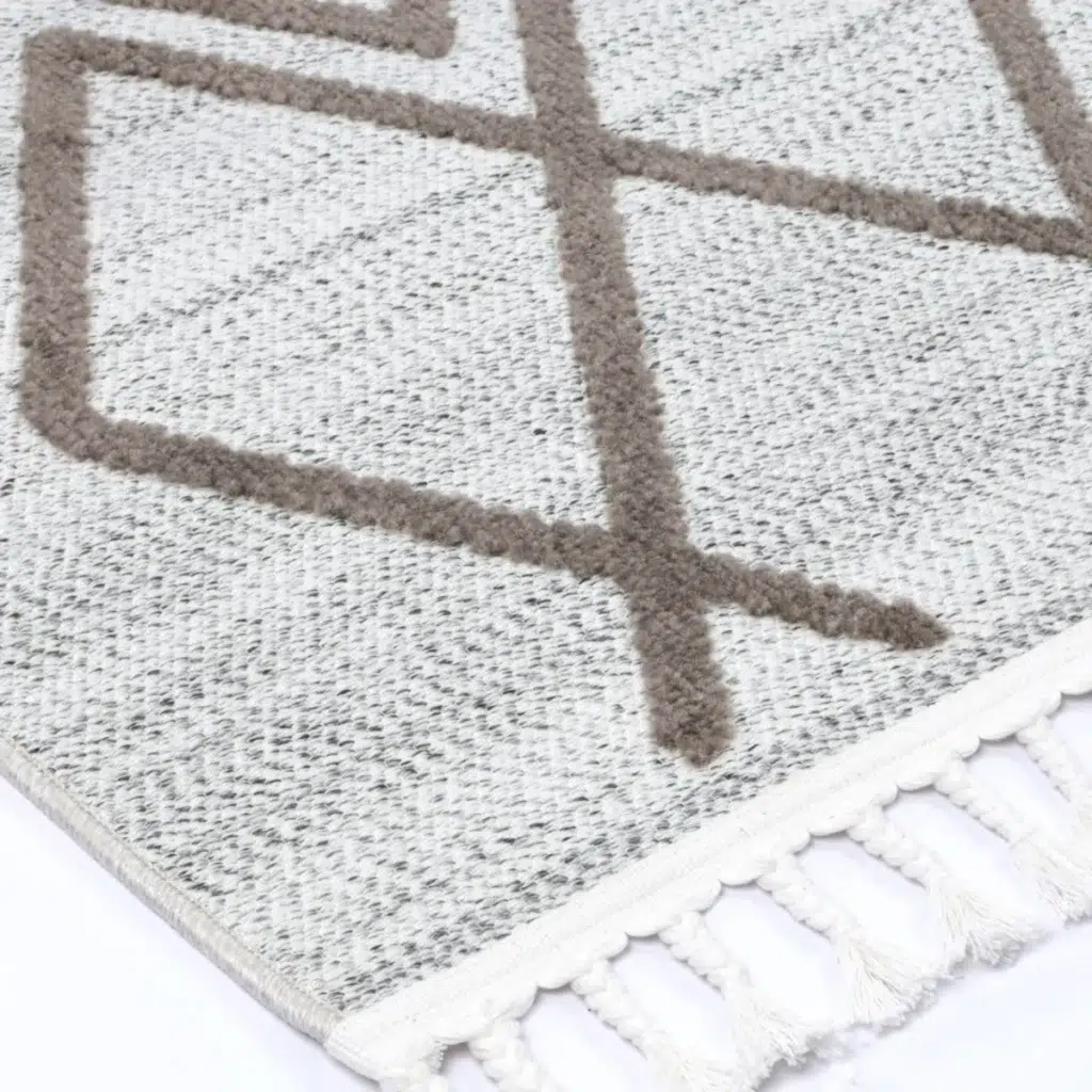 Ares Lelantine geometric cream and brown rug modern design durable easy clean pile flatweave living room decor