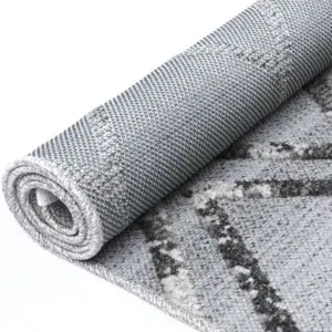 Ares Meliac geometric grey taupe rug modern design durable easy care living room hallway decor