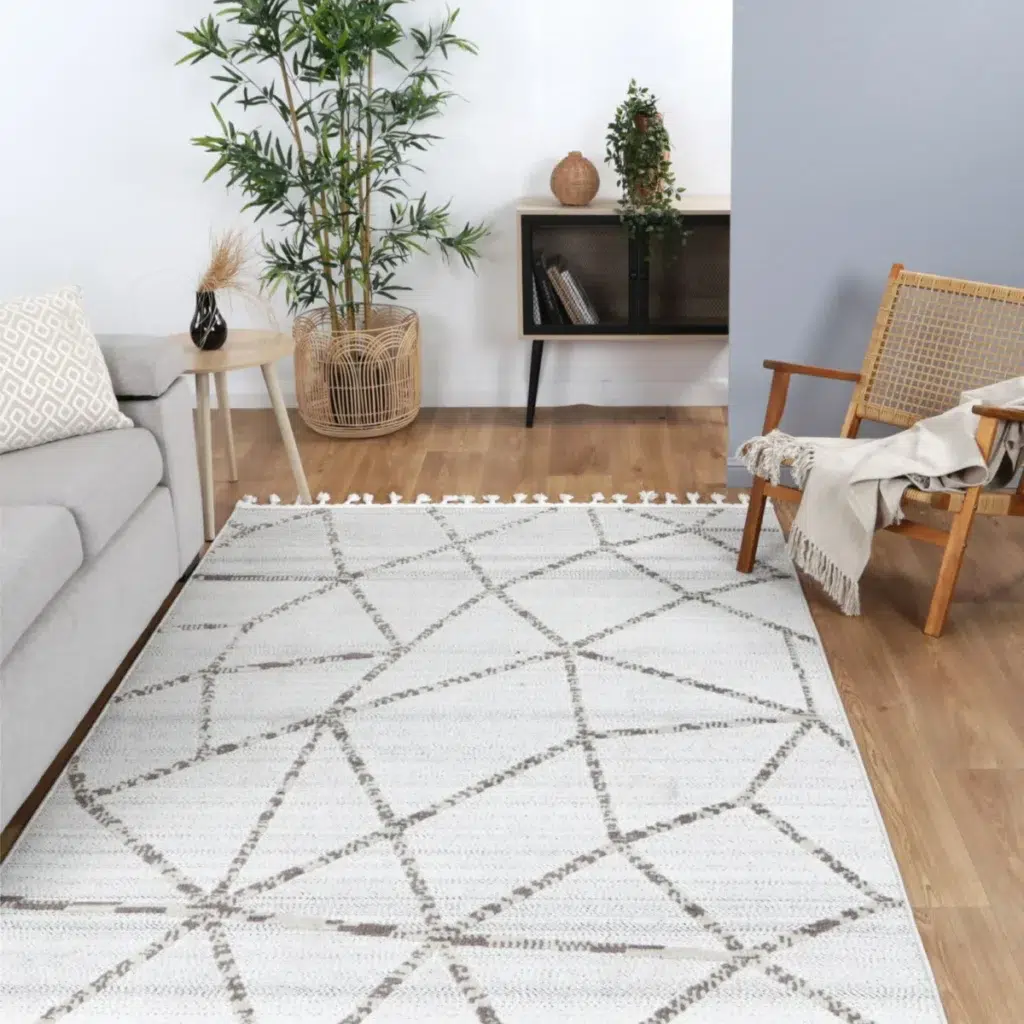 Ares Agros geometric cream beige rug modern design durable polypropylene easy clean living room decor