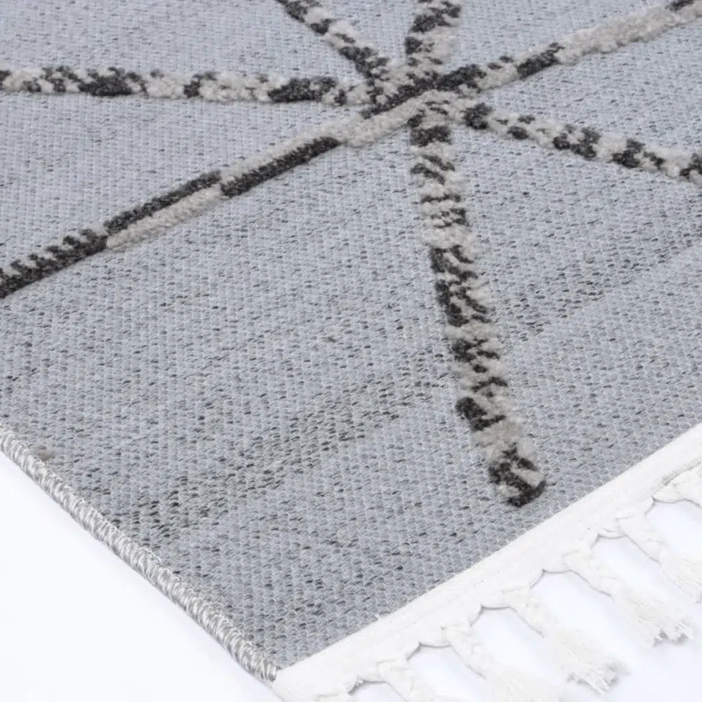 Ares Sparta geometric grey and ash rug modern design durable polypropylene easy clean living room decor