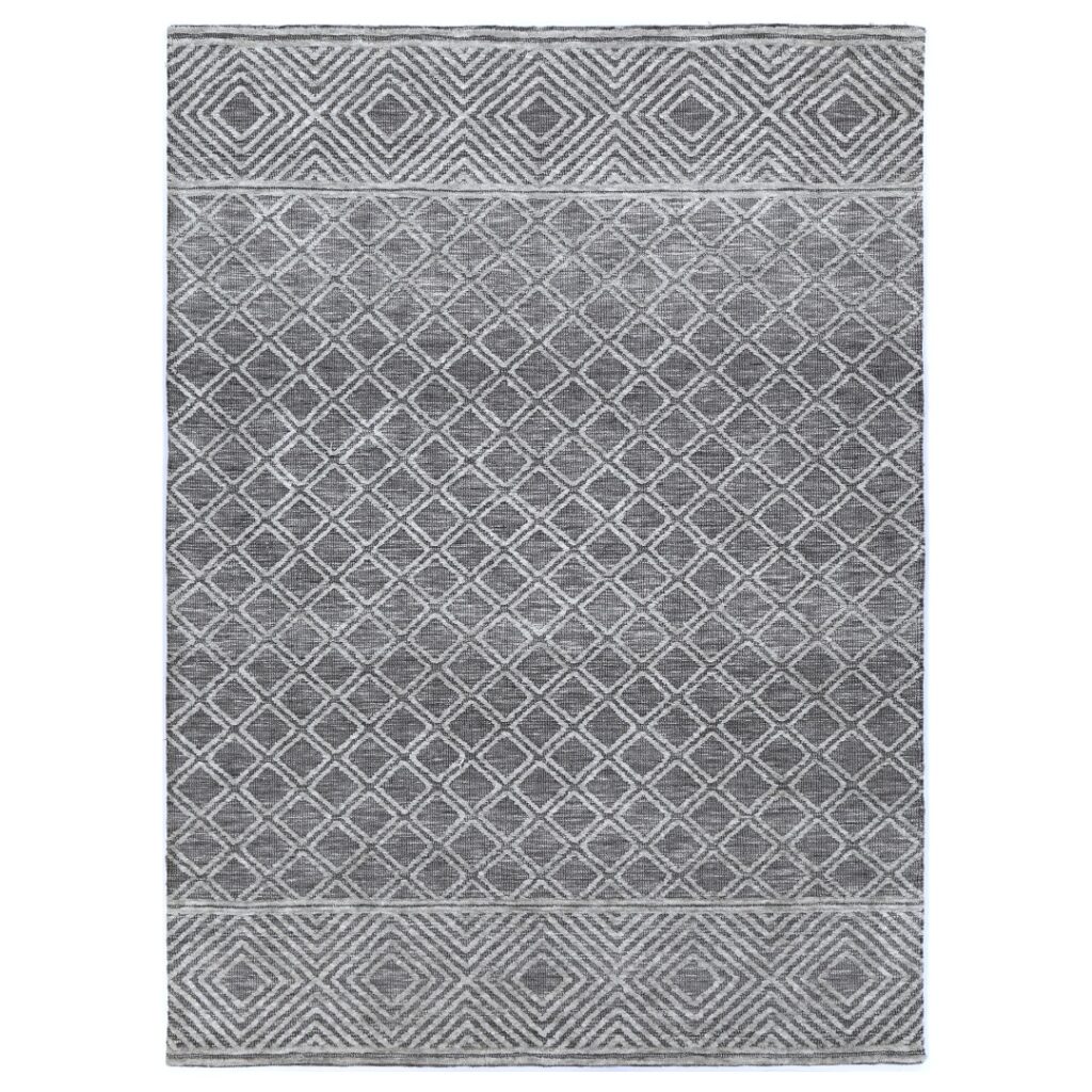Amritsar Ajnala Grey Cotton Blend Rug timeless elegant design hand tufted polyester soft feel durable cotton backing versatile stylish addition ideal every room made in India