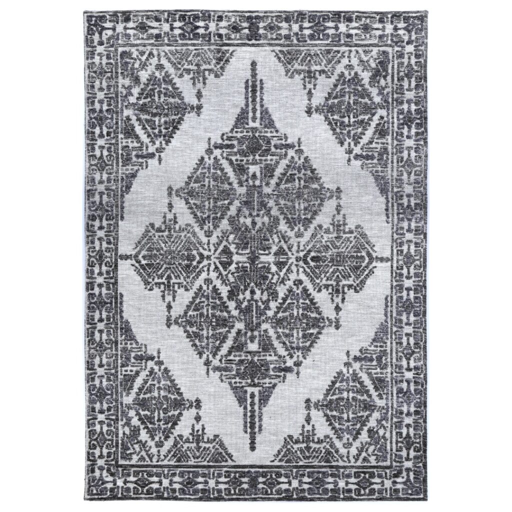 Amritsar Beas grey cotton blend rug soft durable plush geometric modern classic decor craftsmanship quality pile height cushioning easy upkeep living room bedroom dining room transitional patterns minimalist contemporary traditional layouts