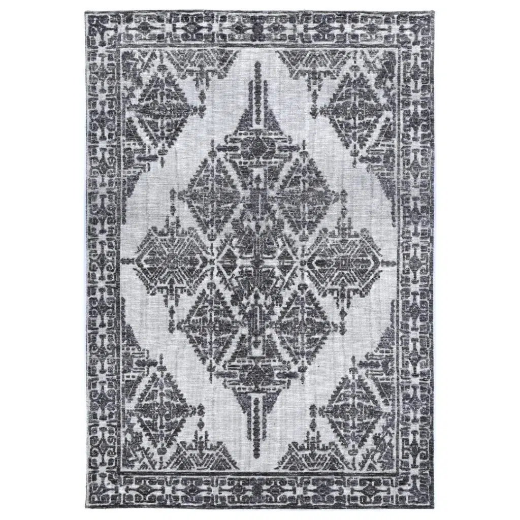 Amritsar Beas grey cotton blend rug soft durable plush geometric modern classic decor craftsmanship quality pile height cushioning easy upkeep living room bedroom dining room transitional patterns minimalist contemporary traditional layouts