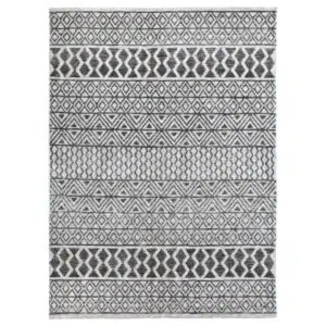 Amritsar Ramdass Grey Cotton Blend Rug geometric pattern soft durable handmade in India modern interior design