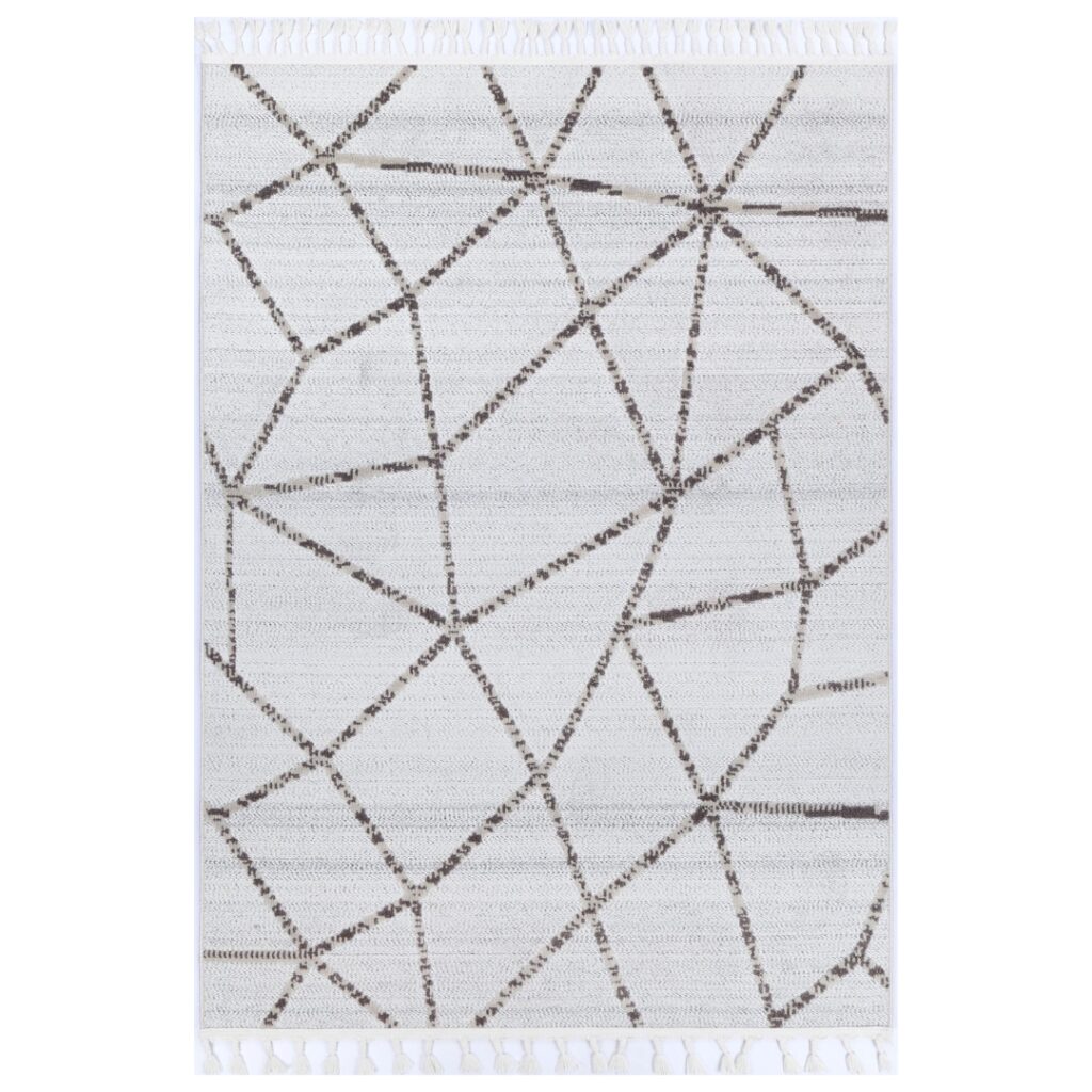 Ares Agros geometric cream beige rug modern design durable easy clean living room decor