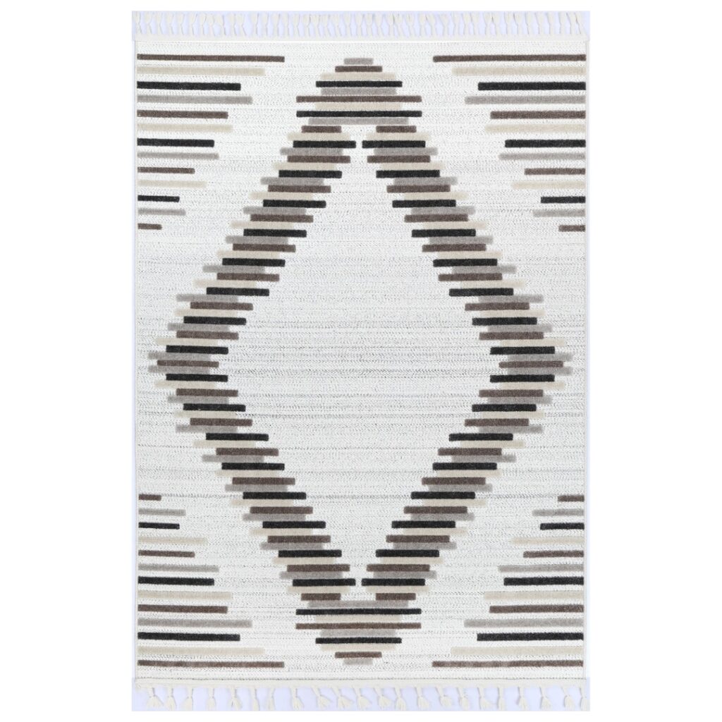Ares Attica Diamond Stone and Grey Rug modern geometric design durable polypropylene easy clean versatile sizes for any room