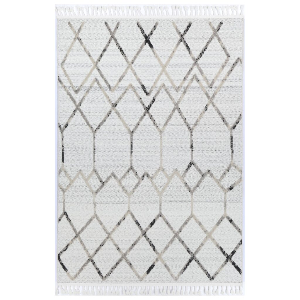 Ares Dorian geometric cream taupe rug modern design durable low pile easy clean versatile living room bedroom runner available