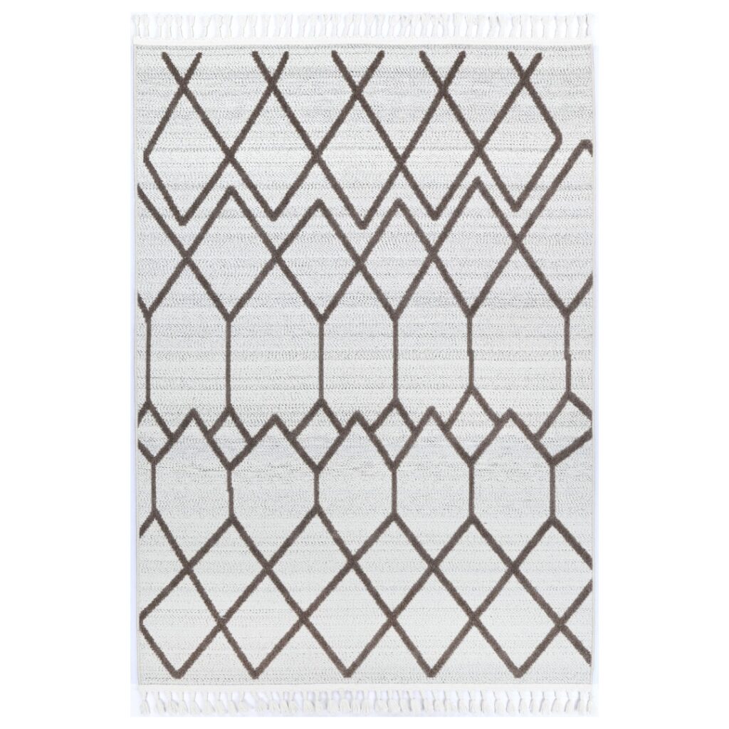 Ares Lelantine geometric cream brown rug modern design durable easy clean flatweave living room decor