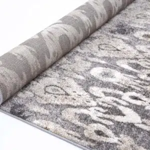 Elegant Chelsea Damask Grey Plush Rug versatile design cozy neutral palette durable synthetic fibers perfect for any room