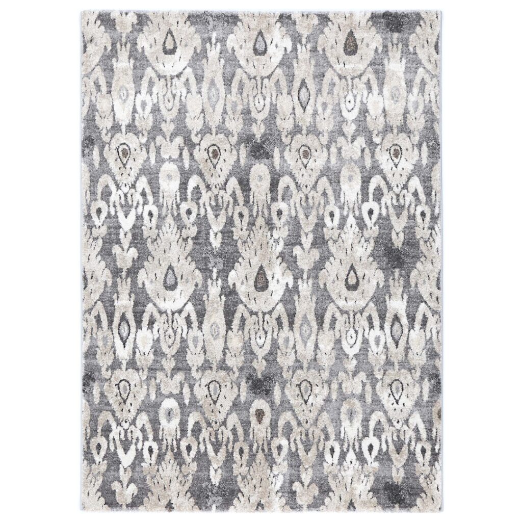 Chelsea Damask Grey Plush Rug elegant geometric pattern soft durable neutral tones for any room