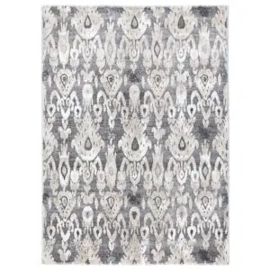 Chelsea Damask Grey Plush Rug elegant geometric pattern soft durable neutral tones for any room