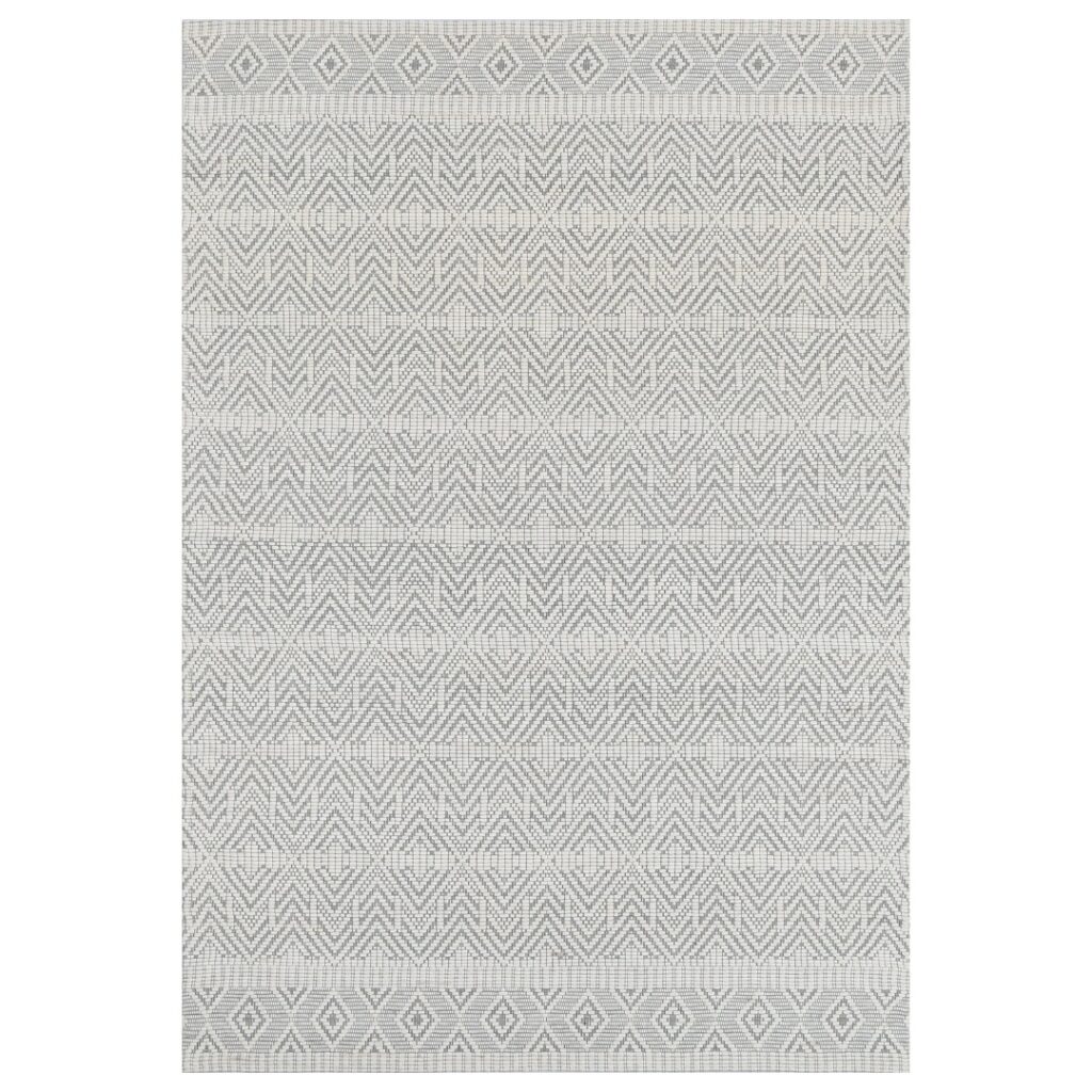Copacabana Chevron Light Grey Wool Rug hand loomed in India perfect for modern bohemian spaces soft felted wool polyester blend durable luxurious feel underfoot