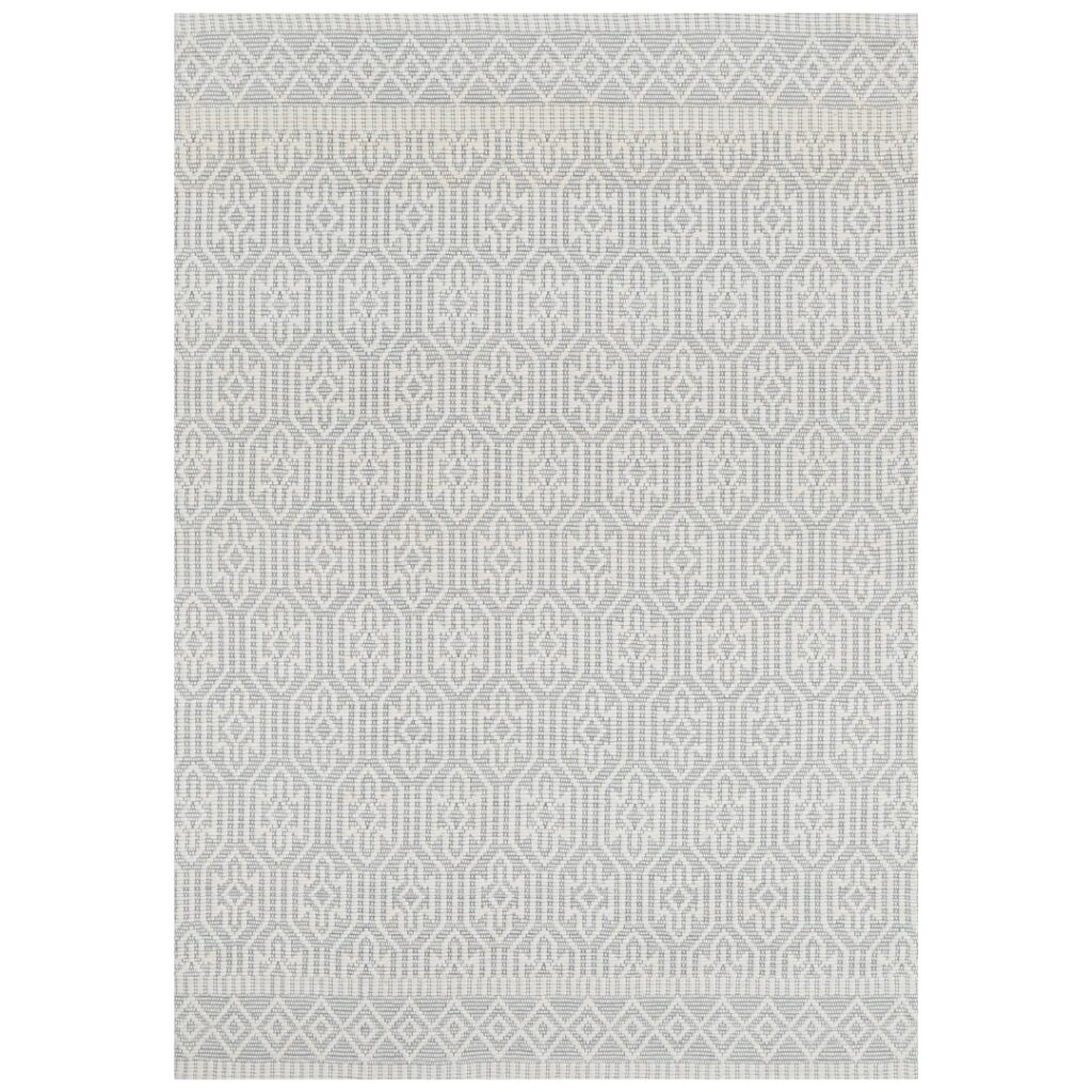 Copacabana geometric light grey wool rug handmade felted wool polyester blend coastal bohemian interiors soft durable flatwoven loop pile