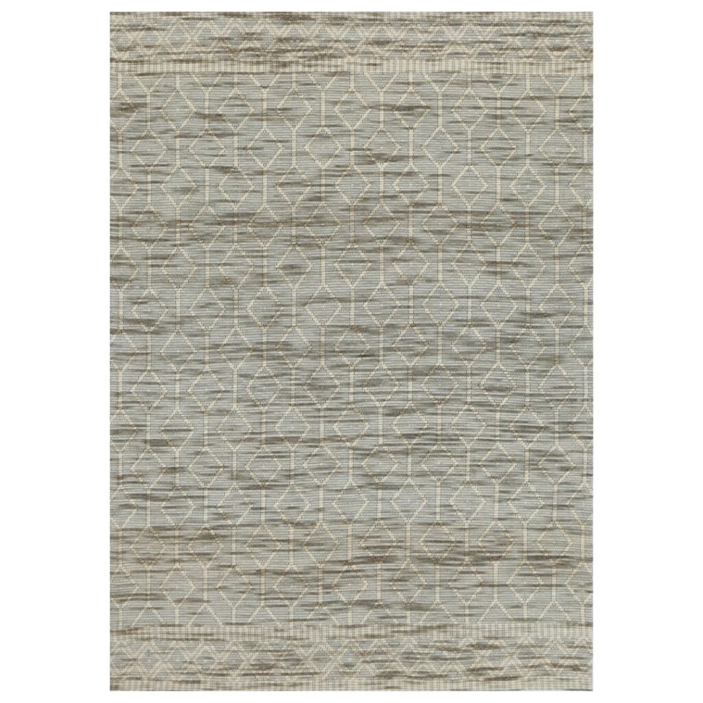 Copacabana lattice moss wool rug handloomed flatwoven neutral tones modern coastal bohemian spaces soft durable felted wool polyester blend Indian craftsmanship