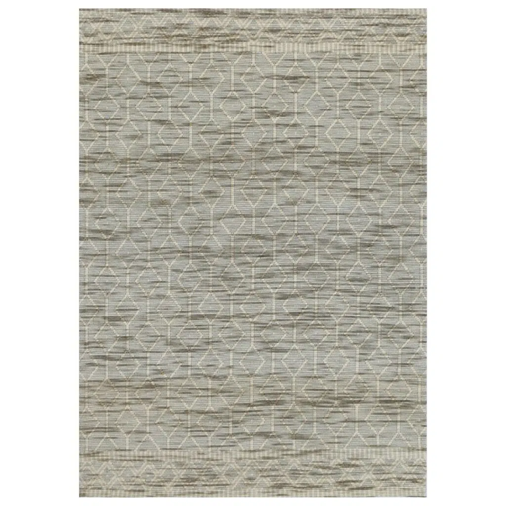 Copacabana lattice moss wool rug handloomed flatwoven neutral tones modern coastal bohemian spaces soft durable felted wool polyester blend Indian craftsmanship
