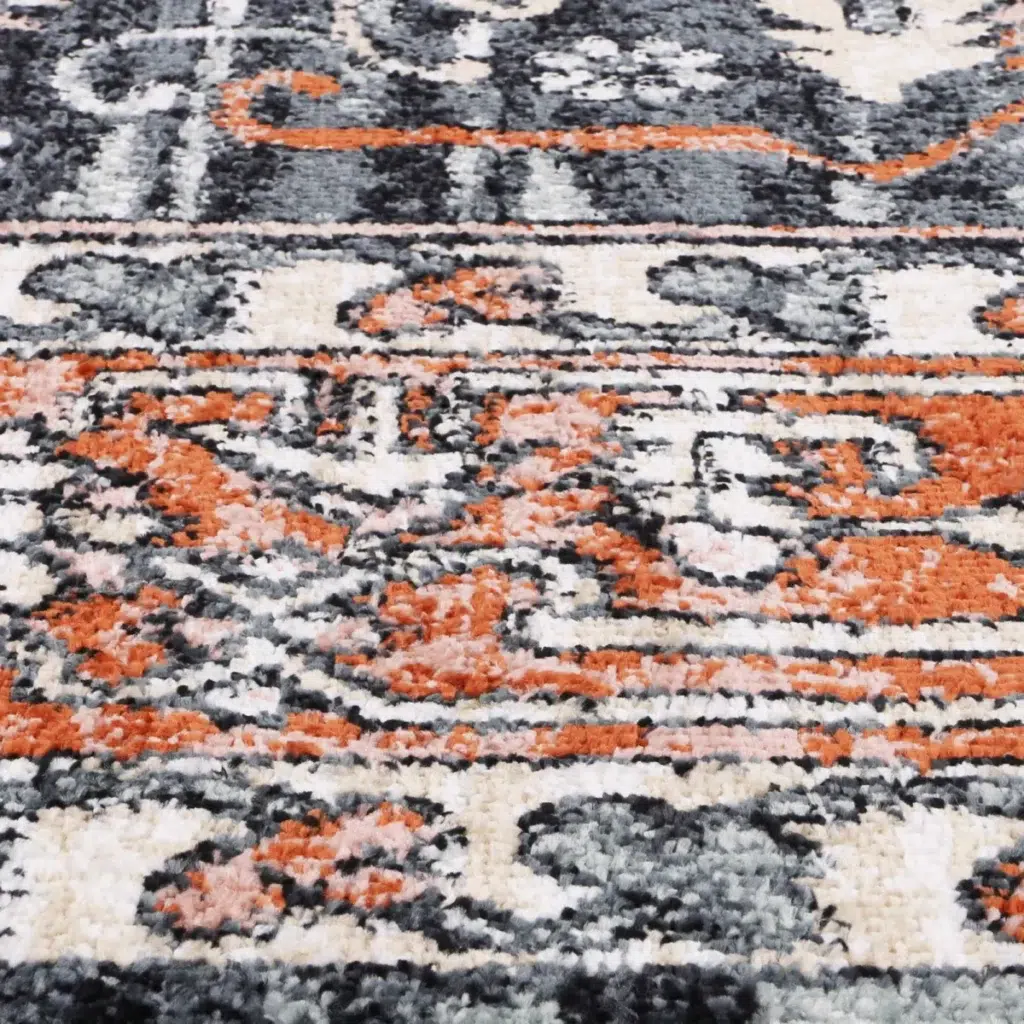 Estate Leoplda Traditional Black Rug elegant Mayan inspired design durable anti static shed free fibers soft underfoot perfect for high traffic areas