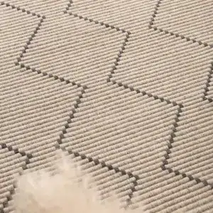 Handcrafted Goa Zig-Zag Wool Blend Ash Rug adds warmth and texture to any room with its durable and luxurious design