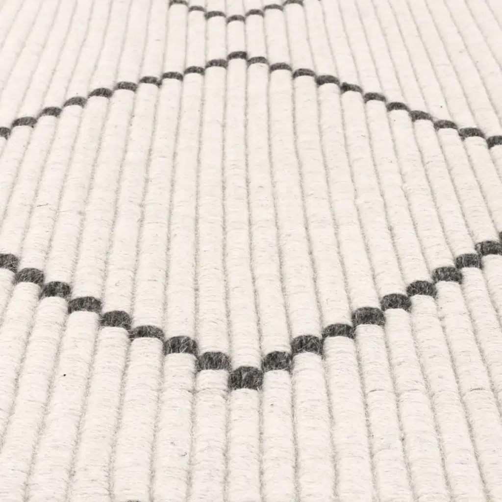 Handcrafted Goa Zig-Zag Wool Blend Cream Rug 20mm pile luxury home decor