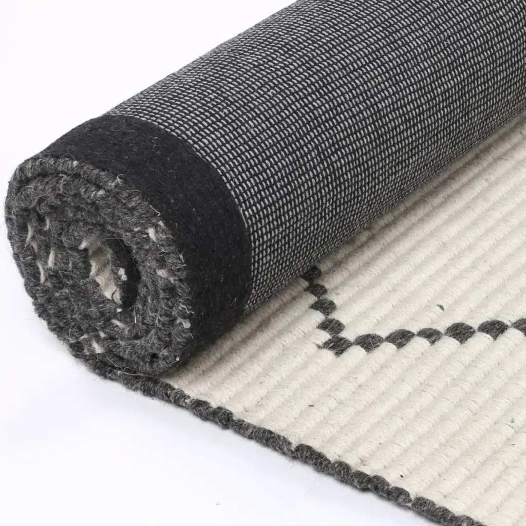 Handcrafted Goa Zig-Zag Wool Blend Cream Rug 20mm pile height durable soft living room bedroom decor