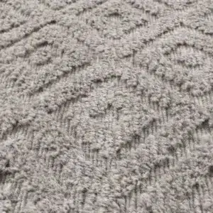 Handcrafted Goa Diamond Wool Blend Grey Rug adds warmth and texture to any room with its durable construction and luxurious feel underfoot ideal for living rooms or bedrooms