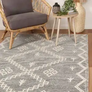 Handcrafted Aztec Wool Blend Cream Rug Goa Design No Tassels Soft Durable Warm Tone Home Decor