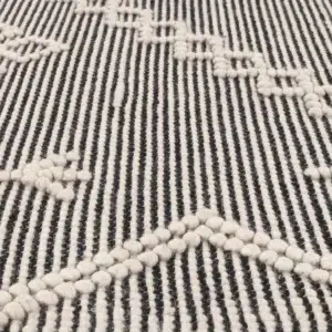 Handcrafted Aztec Wool Blend Cream Rug No Tassel Warm Elegant Home Decor