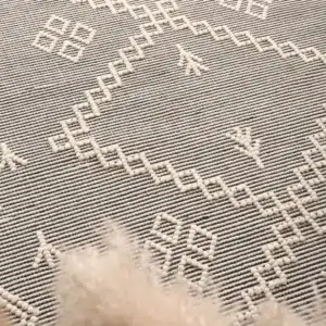 Handcrafted Aztec Wool Blend Cream Rug Goa No Tassel 80x300cm Runner Warm Durable Soft Home Decor