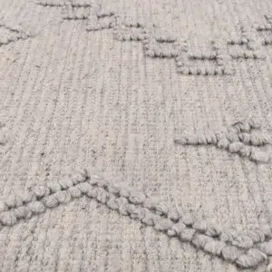 Handcrafted Goa Aztec Wool Blend Grey Rug No Tassel 80x300cm Runner Elevate Home Decor