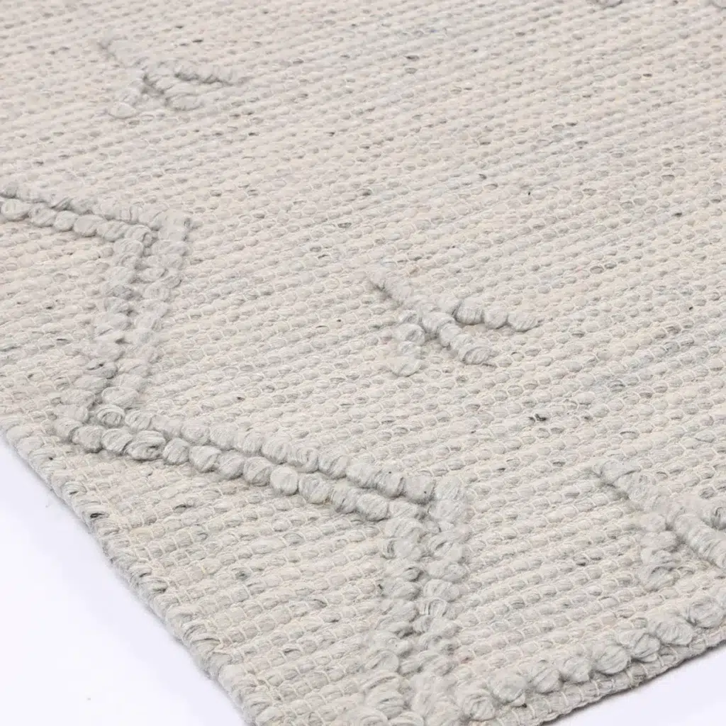 Handcrafted Goa Aztec wool blend grey rug no tassel 80x300cm runner adds elegance to any space