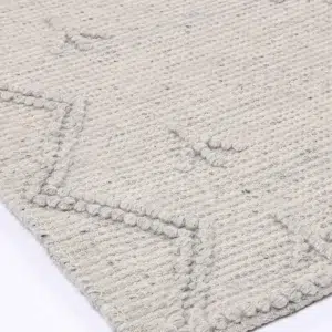 Handcrafted Goa Aztec wool blend grey rug no tassel 80x300cm runner adds elegance to any space