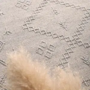 Handcrafted Goa Aztec wool blend grey rug no tassel luxurious feel timeless design