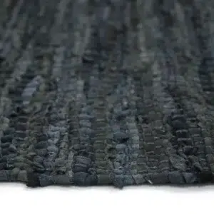 Timeless Gypsy Grey Leather Chindi Rug Handcrafted Durable Woven Leather Home Decor