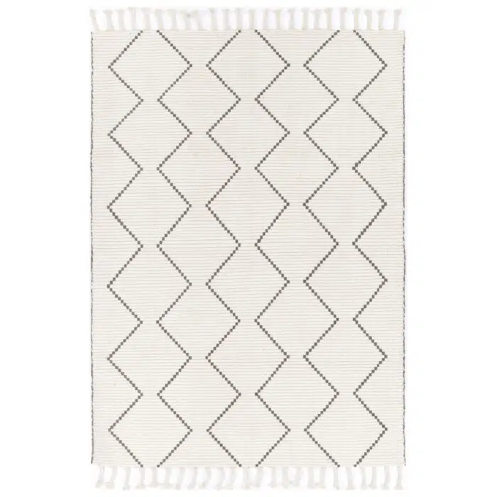 Goa Zig-Zag Wool Blend Cream Rug