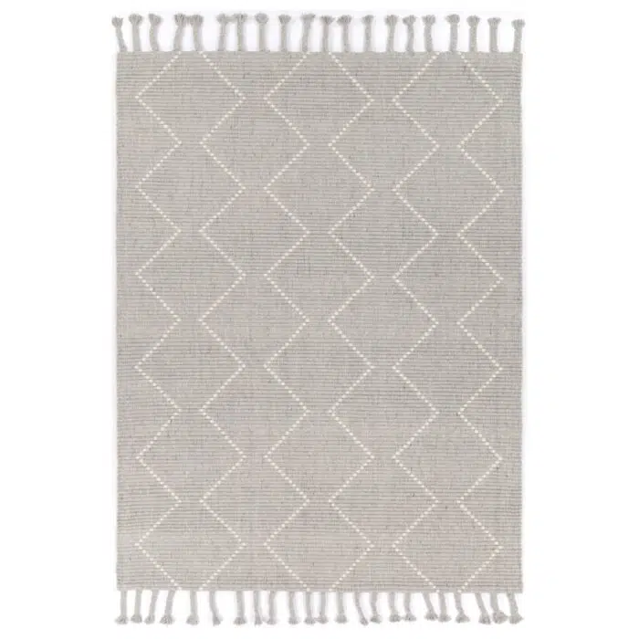 Goa Zig-Zag Wool Blend Grey Rug