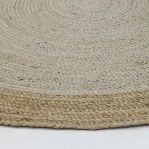 Hampton Centre Pearl Jute Round Rug natural fiber hand knotted coastal living elegance durable high traffic areas neutral tones artisan crafted Indian craftsmanship