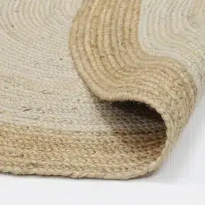 Hampton Centre Pearl Jute Round Rug natural fiber hand knotted coastal decor living room floor covering