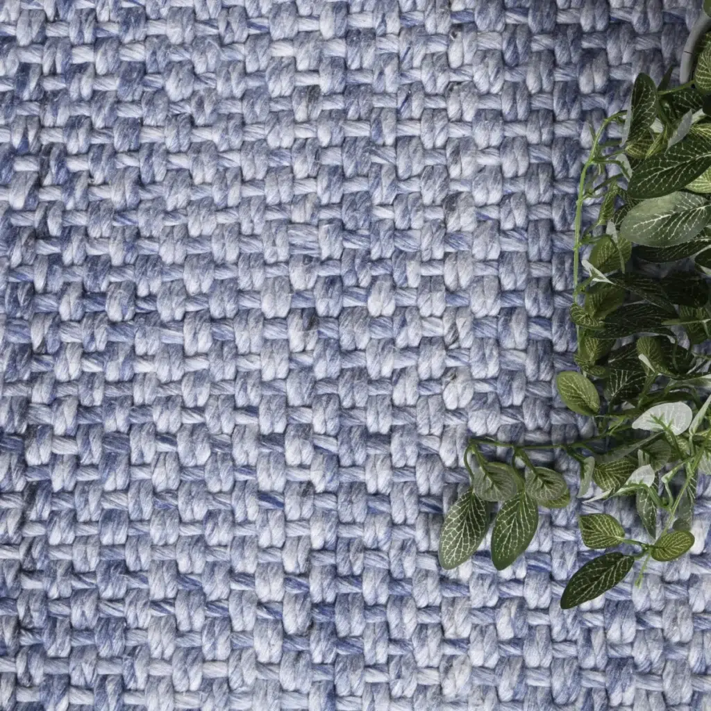 Harlow Chignon Blue Wool Blend Rug soft textured comfort neutral palette hand loomed durability elegance