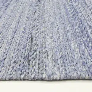 Harlow Cue Blue Wool Blend Rug soft cozy texture elegant neutral tones versatile sizes hand loomed craftsmanship