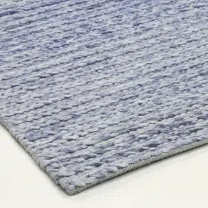 Harlow Cue Blue Wool Blend Rug soft cozy texture elegant neutral tones hand loomed craftsmanship
