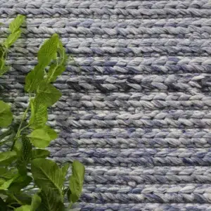 Harlow Cue Blue Wool Blend Rug soft cozy texture elegant design versatile sizes hand loomed craftsmanship